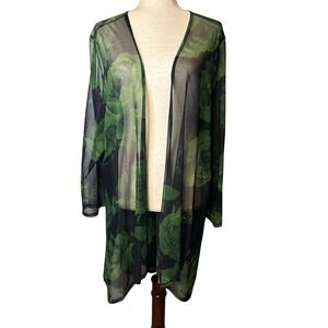 Collections Etc Floral Mesh Duster Whimsigoth Fairy Lagenlook Witchy Artsy XXXL